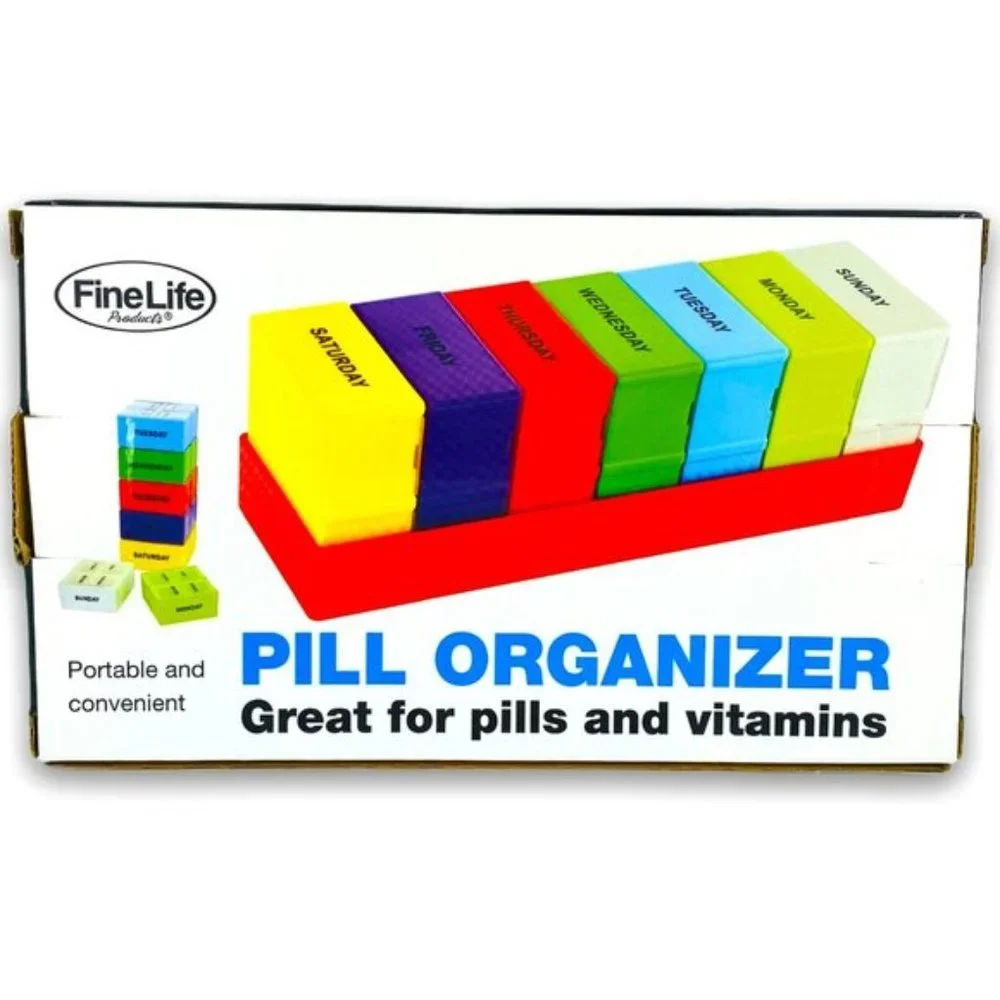 FineLife 7 Day Weekly Pill Organizer AM PM Vitamin Medicine Storage Travel Case